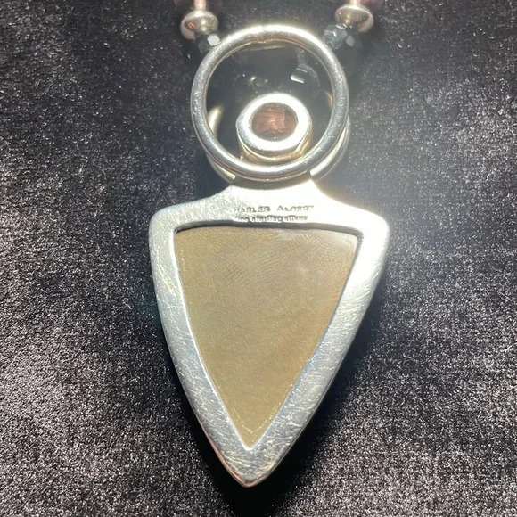 Charles Albert Sterling silver necklace tricolor with pendant. - Picture 3 of 4